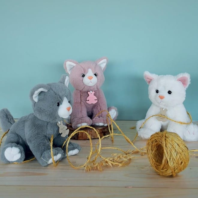 Doudou Beyaz Yavru Kedi 18 cm