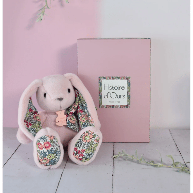Doudou Hediye Kutulu Çiçekli Tavşan 25 cm