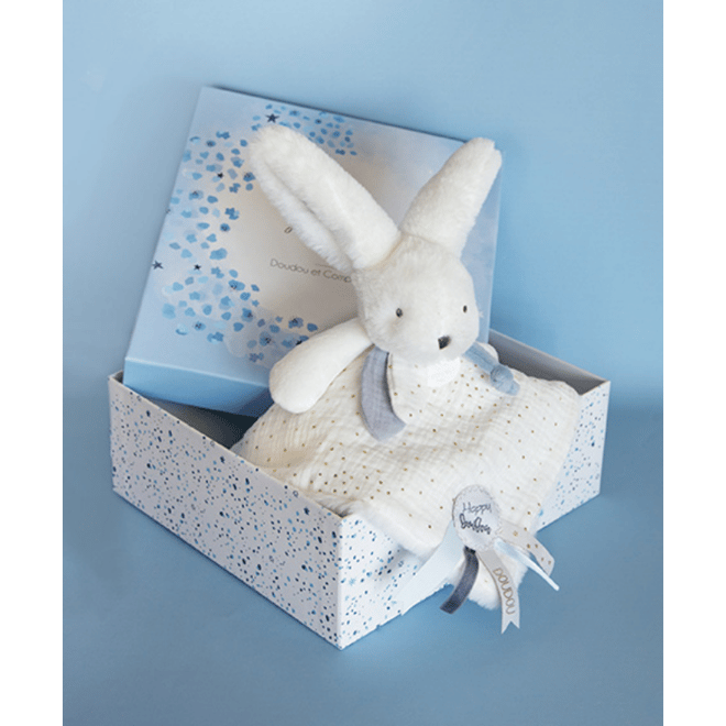 Doudou Hediye Kutulu Mavi Tavşan Uyku Arkadaşı 25 cm