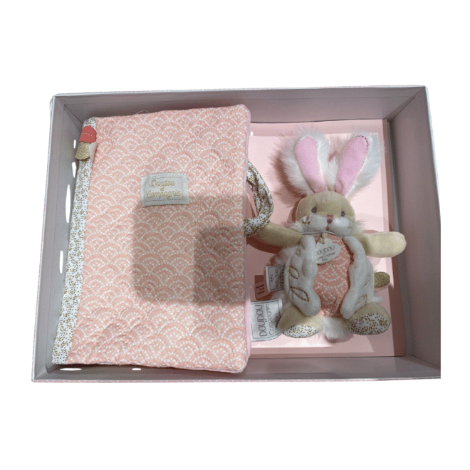 Doudou Kitap Kılıfı ve Mini Tavşan - Pembe