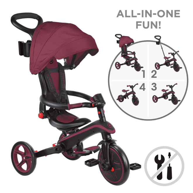 Globber Explorer 4in1 Katlanabilir Bisiklet - Bordo