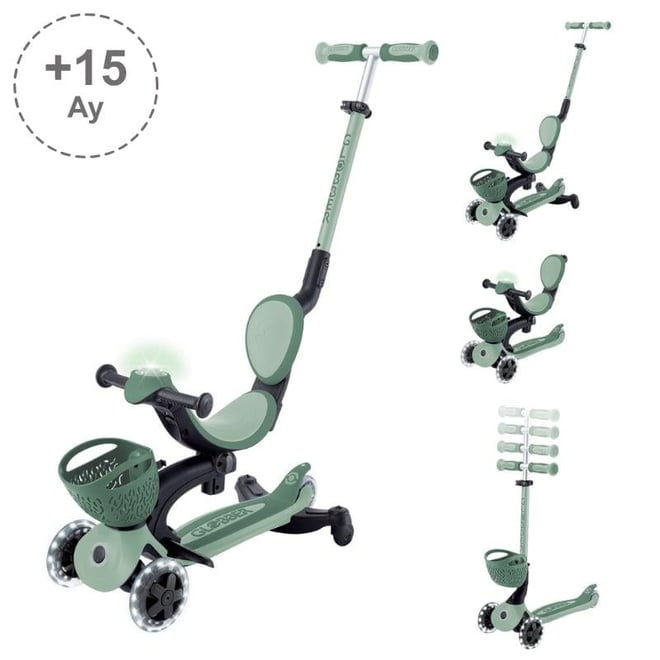 Globber Go Up Baby 360 Işıklı Scooter - Zeytin Yeşili