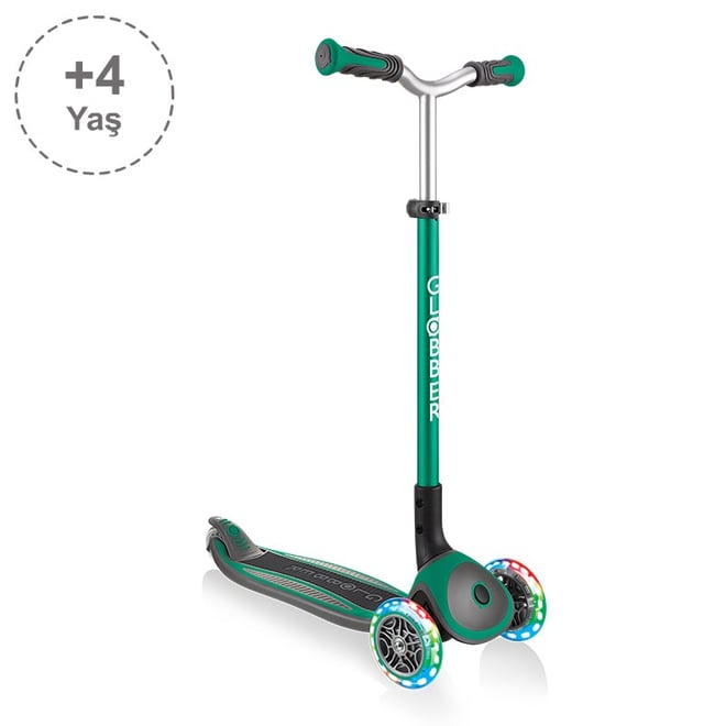 Globber Master Işıklı Katlanabilir Scooter - Koyu Yeşil