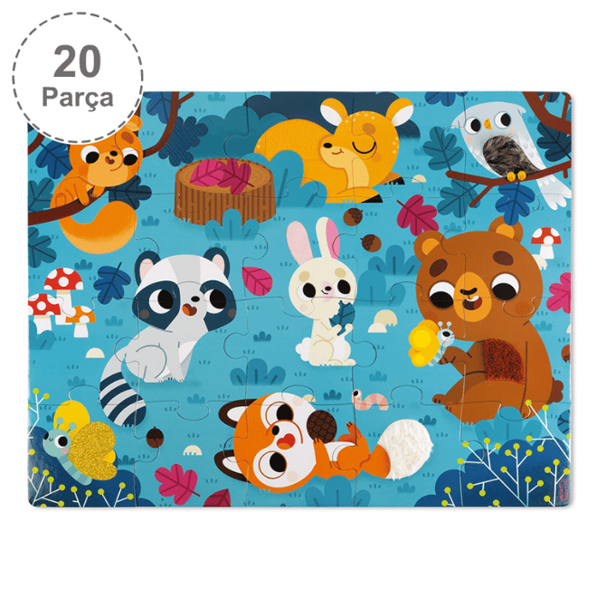 Janod 20 Parça Dokun Hisset Puzzle - Hayvanlar