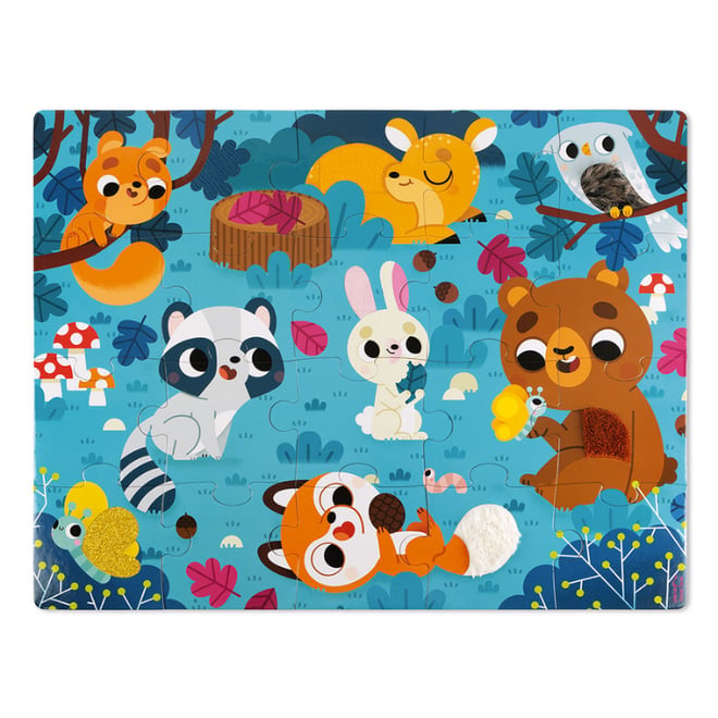 Janod 20 Parça Dokun Hisset Puzzle - Hayvanlar