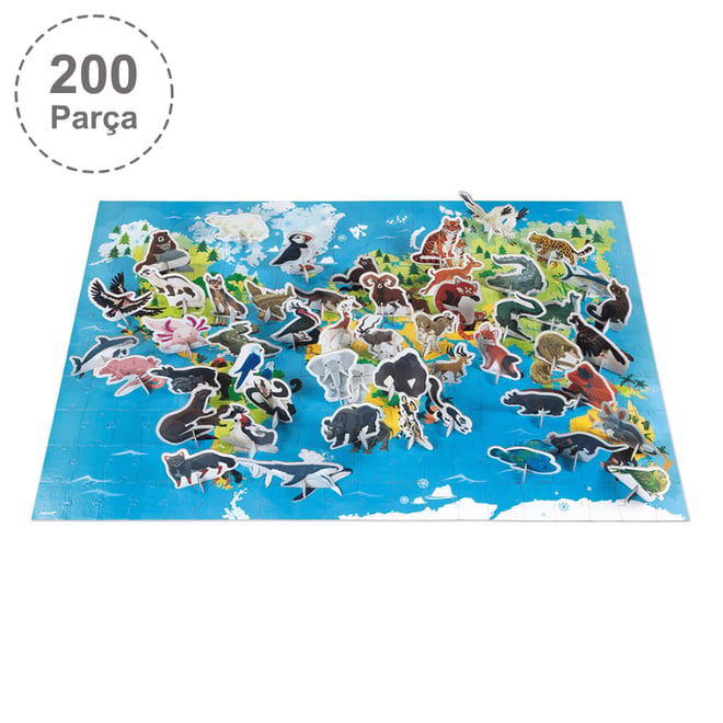 Janod 200 Parça Figürlü Puzzle - Hayvanlar