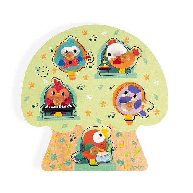 Janod Ahşap Müzikli Puzzle - Birdy Party