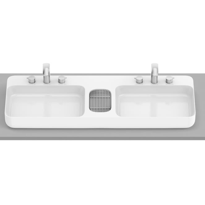 Roca Infinity Çift Hazneli Tezgah Üstü Lavabo Beyaz 1100 x 420 mm  A327271000