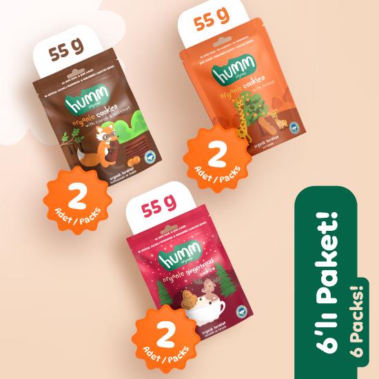 Organik Vegan Zencefilli Keçiboynuzlu ve Portakallı Tatlı Kurabiyeler Atıştırmalık Paketi 6 adet ( görseli.