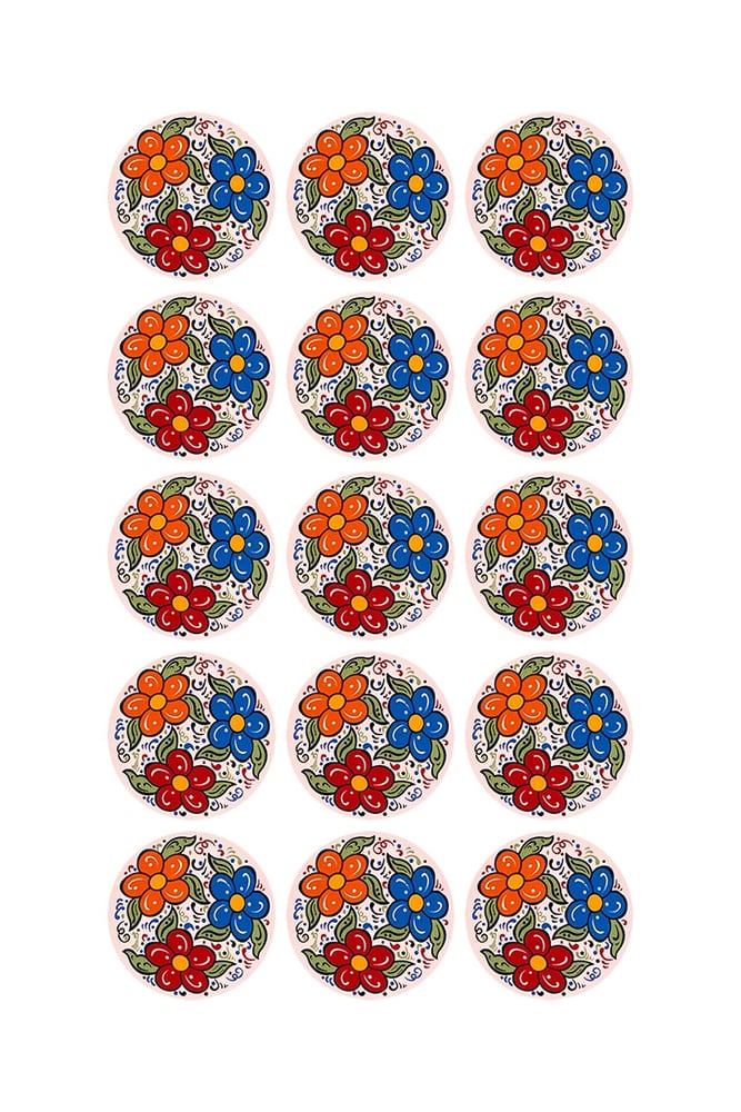E196-2 Çini Desenli Sır Altı Dekal 6 cm
