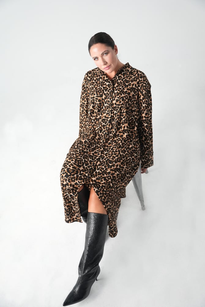 LENNO Gömlek Elbise Leopar