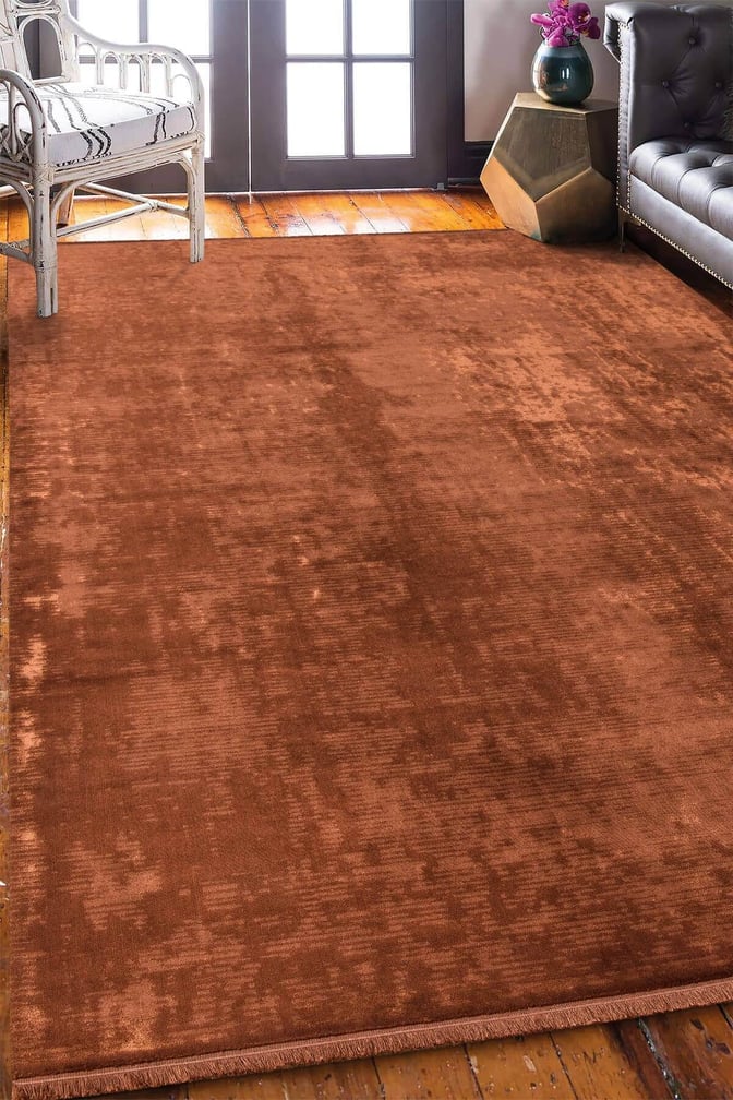 Halı ile Dekorasyonda Denge Kurmak İçin Oranj Vintage Bambu Halı