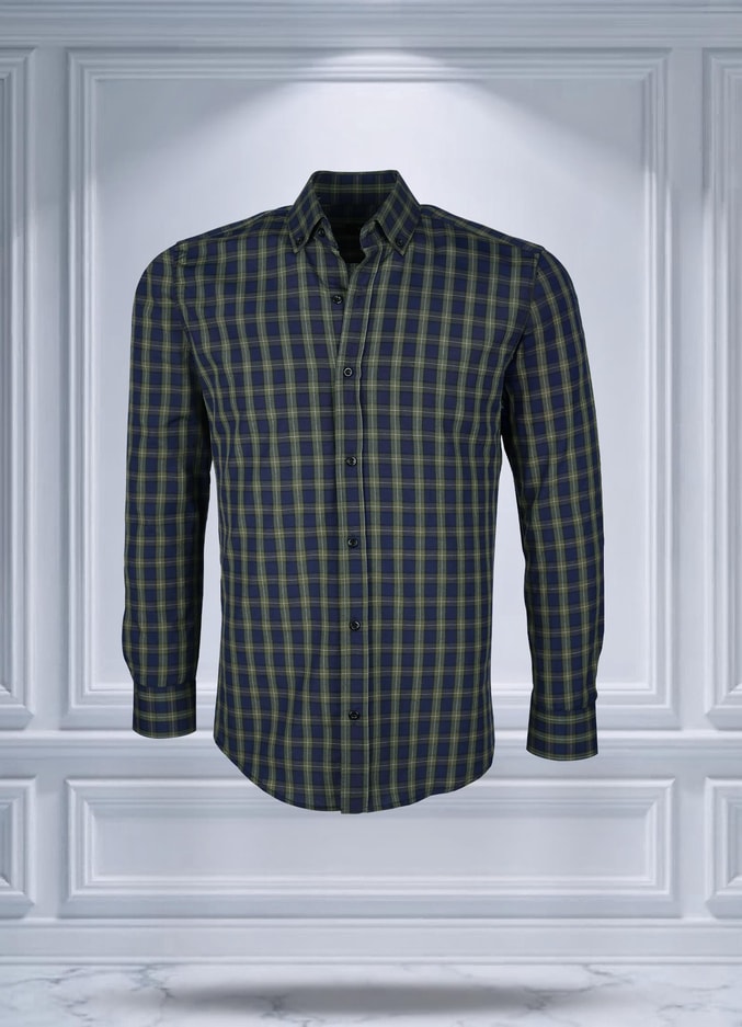 TodthTodth Kolay Ütülenebilen Dört Mevsim Modern Fit Yumuşak Dokulu Lacivert Yeşil Ekose Kareli Erkek Gömlek3 Gömlek 899 TL