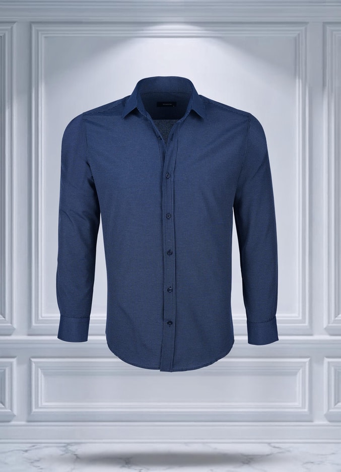 TodthTodth Kolay Ütülenebilen Dört Mevsim Modern Fit Yumuşak Dokulu Lacivert Mini Kareli Erkek Gömlek3 Gömlek 899 TL