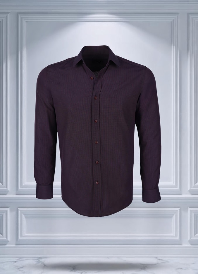 TodthTodth Kolay Ütülenebilen Dört Mevsim Modern Fit Yumuşak Dokulu Bordo Mini Kareli Erkek Gömlek3 Gömlek 899 TL