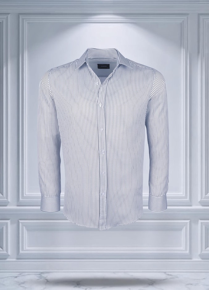 TodthTodth Kolay Ütülenebilen Dört Mevsim Modern Fit Yumuşak Dokulu Beyaz Siyah Çizgili Erkek Gömlek3 Gömlek 899 TL
