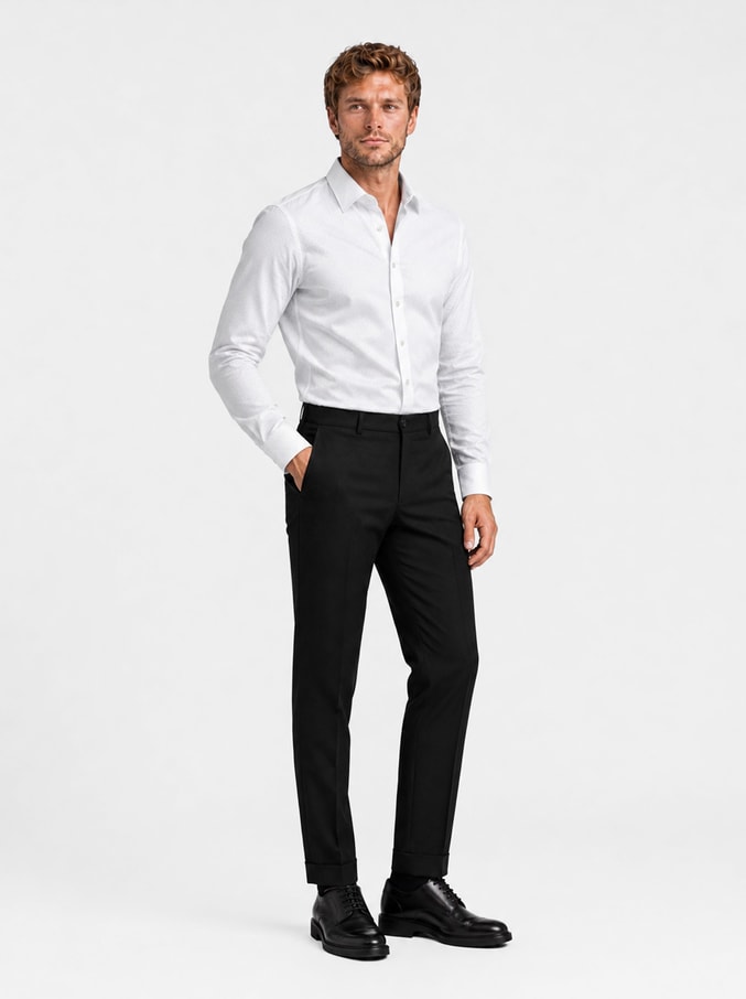 EtikmenBeyaz Kare Düğmeli Slimfit Erkek GömlekKlasik Gömlek Modelleri