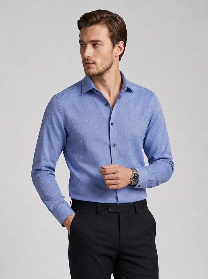 EtikmenTaş Mavi Slimfit Erkek GömlekKlasik Gömlek Modelleri
