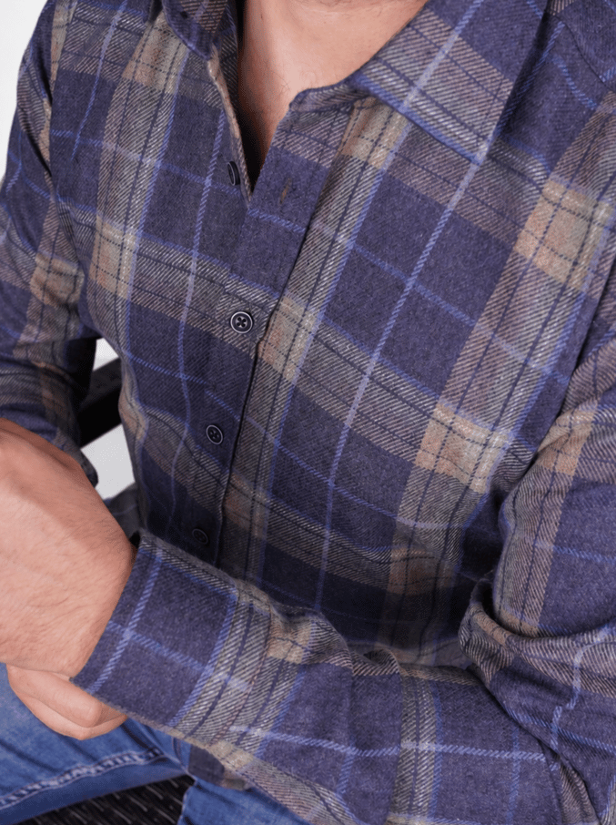 EtikmenLacivert Camel Slimfit Oduncu Erkek GömlekSlimfit Oduncu Modeller