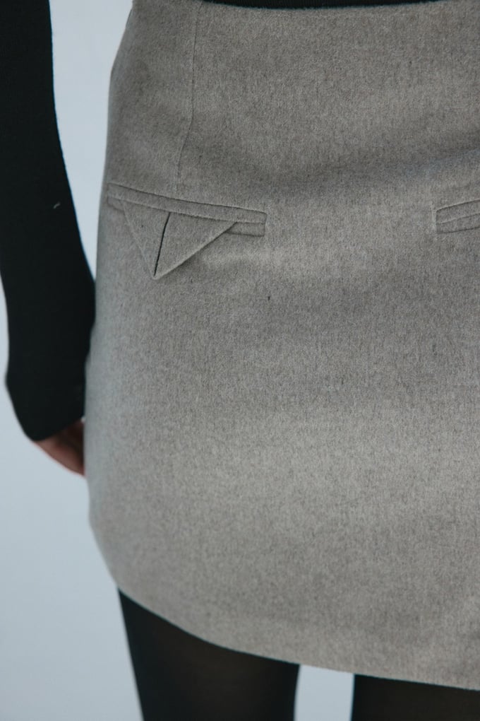 High Waist Lined A-Line Mini Mink Skirt