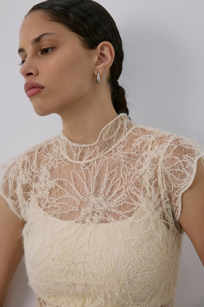 Backless Lace Ecru Blouse