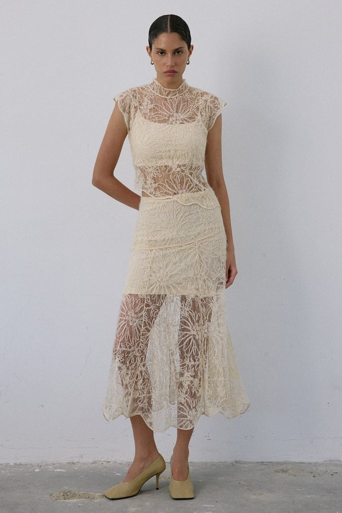 Backless Lace Ecru Blouse