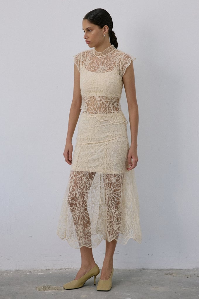 Backless Lace Ecru Blouse