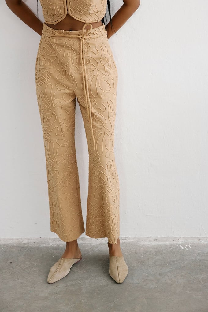 Yandan Fermuarlı Bol Paça Camel Pantolon