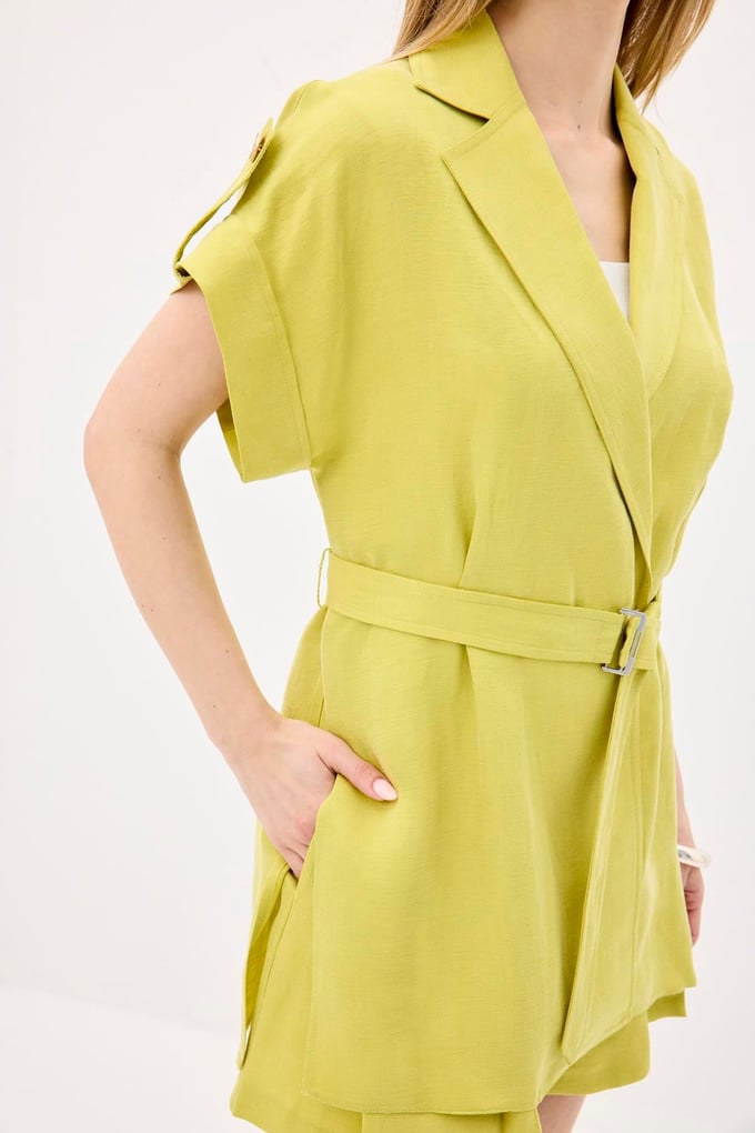 Accessory Detail Double Breasted Khaki Crop Jacket
