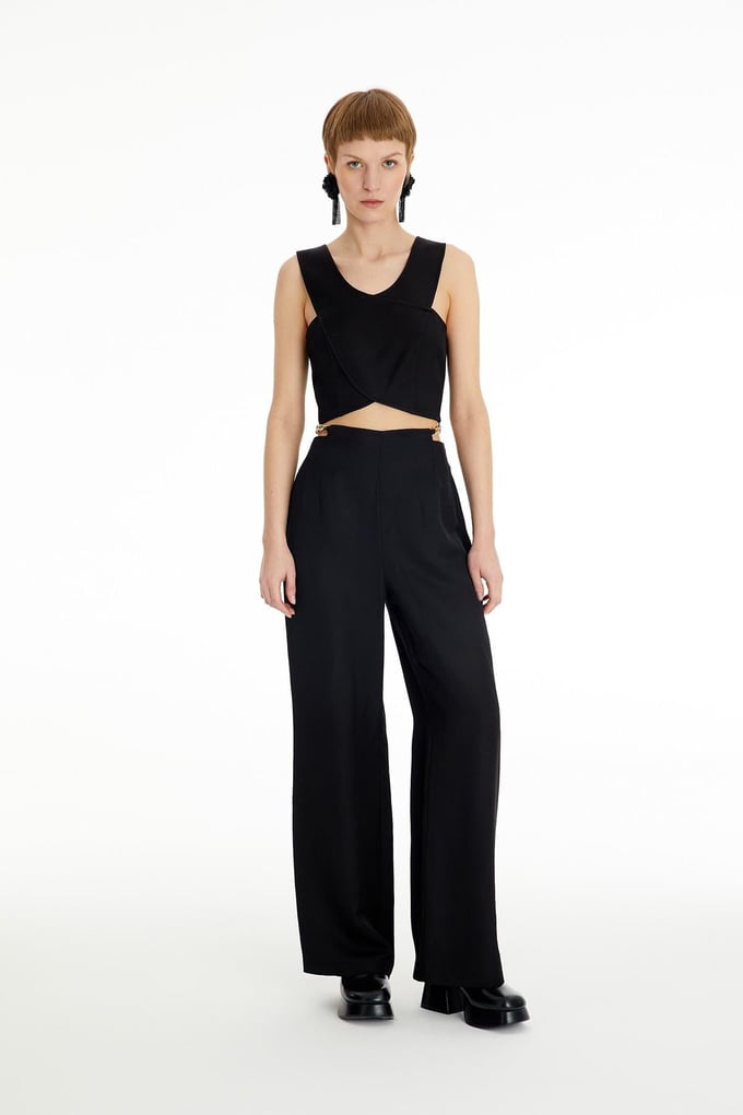 Askılı Crop Siyah Büstiyer