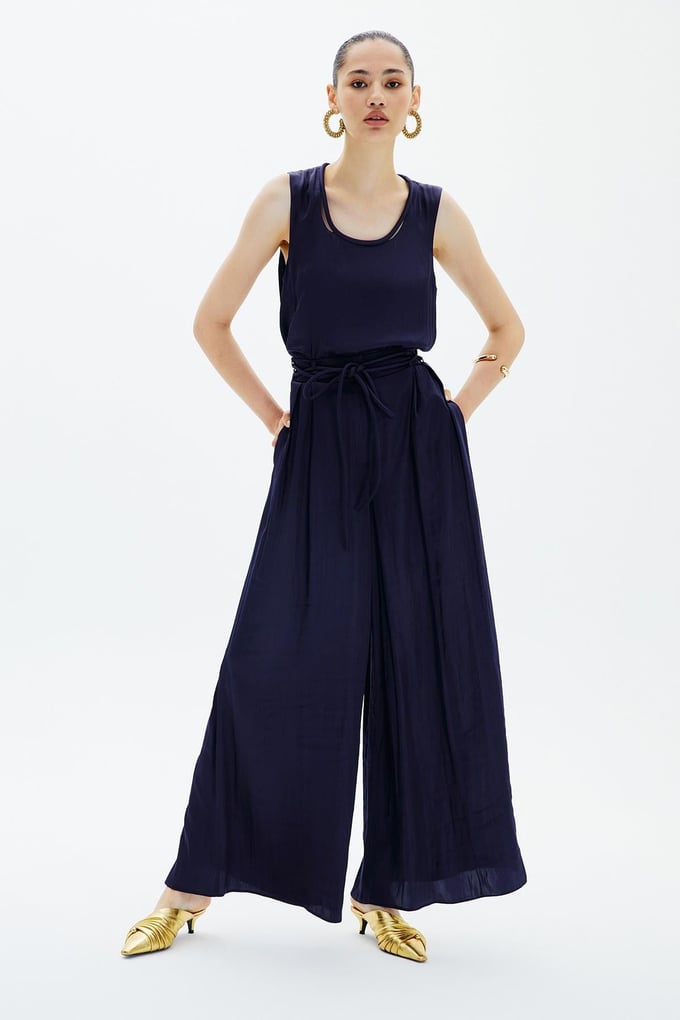 Strappy Satin Navy Blue Top