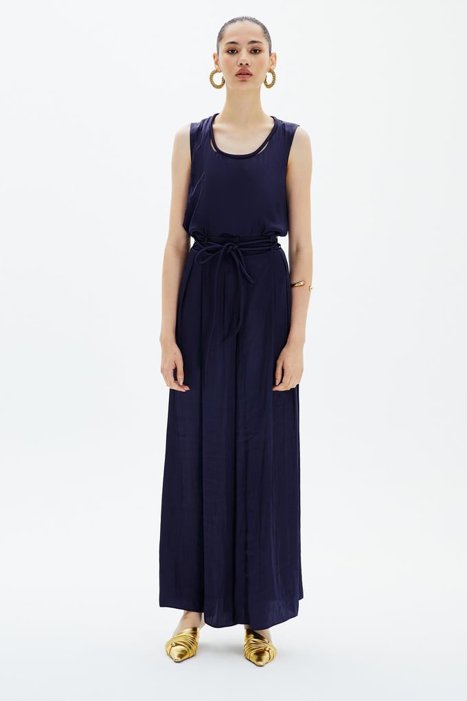 Strappy Satin Navy Blue Top