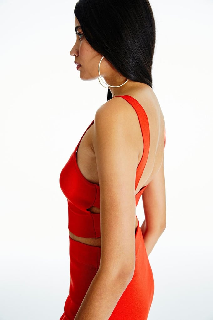 Strappy Coral Knit Top