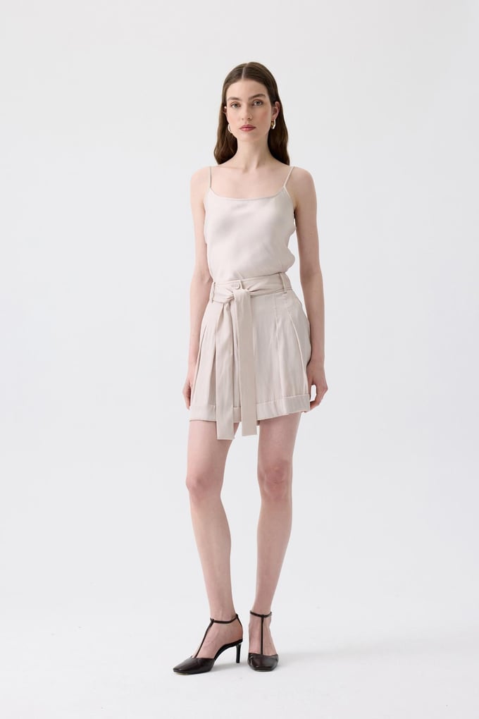 Strappy Ribbon Band Detail Ecru Blouse