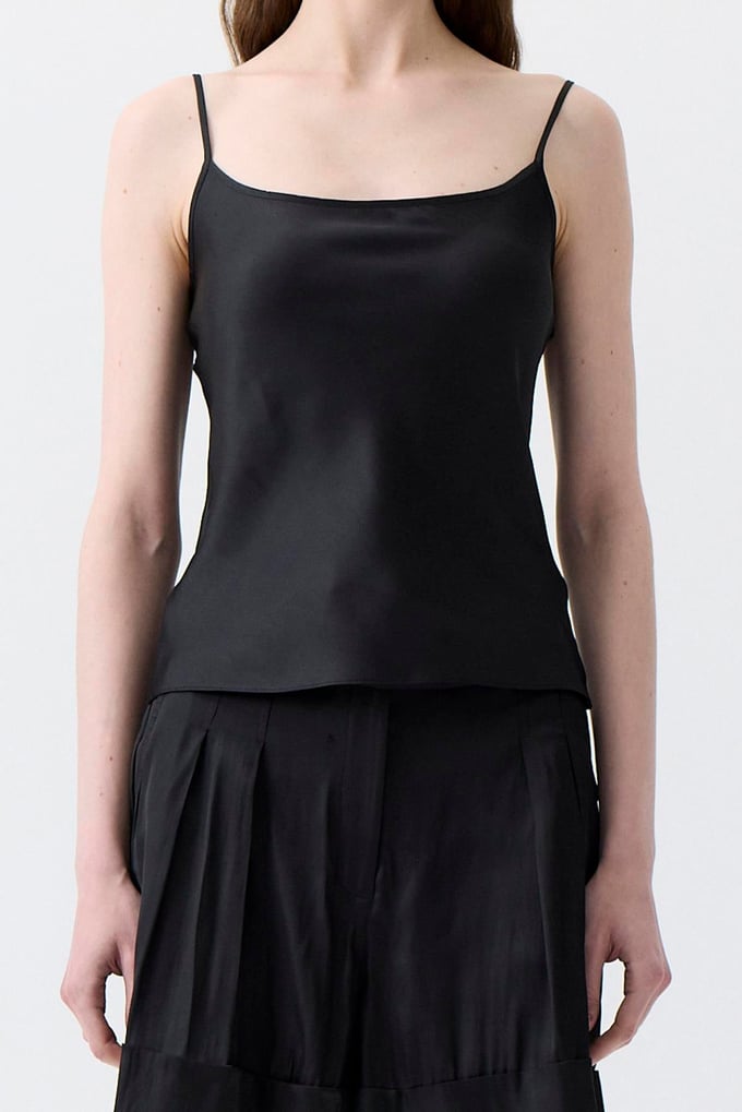 Strappy Ribbon Band Detail Black Blouse