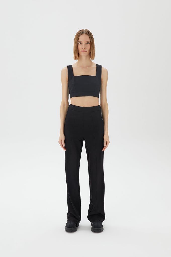 Askılı Siyah Crop Top