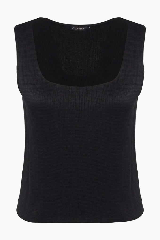 Basic Crinkled Textured Black Blouse