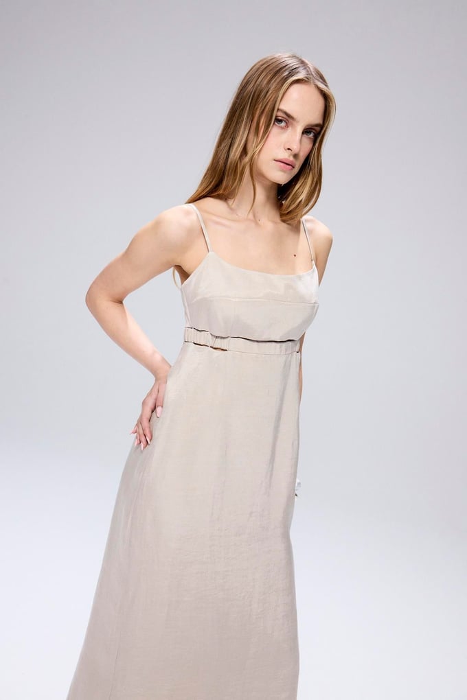Waist Cutout Mink Midi Dress