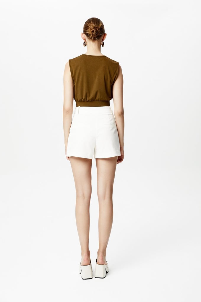 Büzgülü Haki Basic T-Shirt