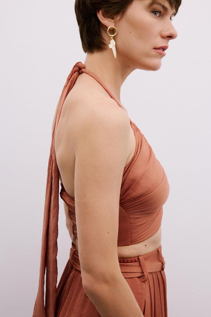 Cut-Out Strappy Cinnamon Blouse