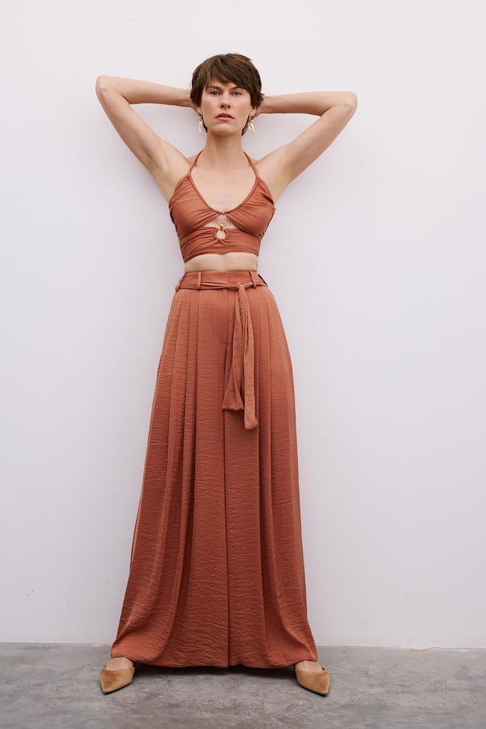 Cut-Out Strappy Cinnamon Blouse