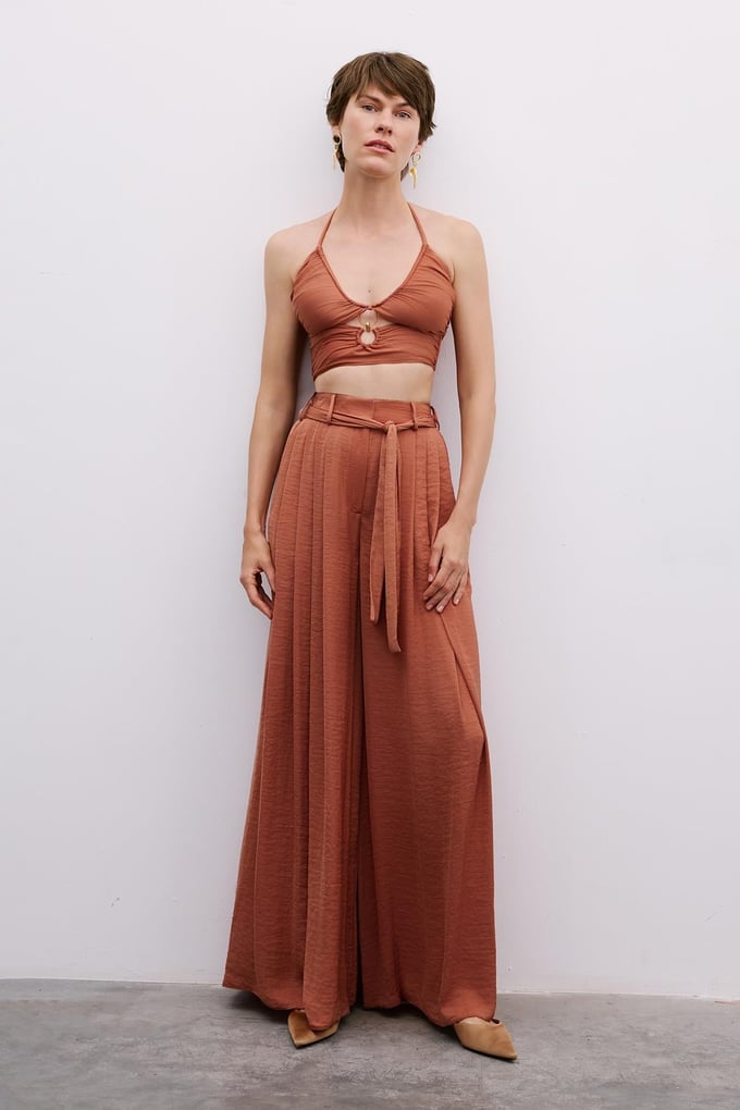 Cut-Out Strappy Cinnamon Blouse