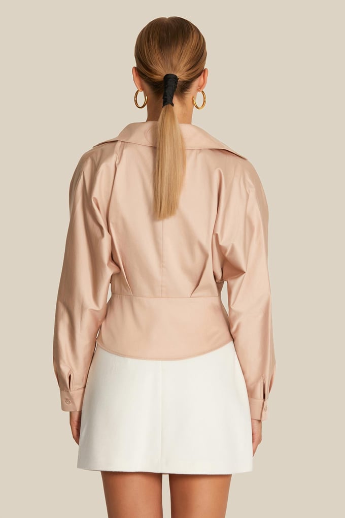 Button Detail Beige Shirt