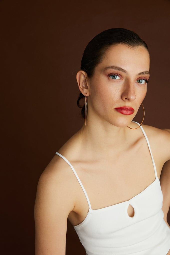Ecru Strappy Knit Crop Top