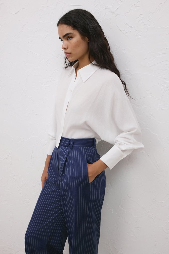 Shirt Collar Batwing Sleeve Ecru Shirt