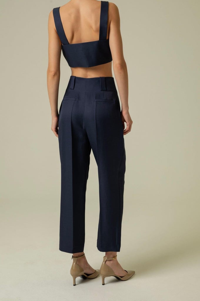 Carrot Leg Navy Blue Pants