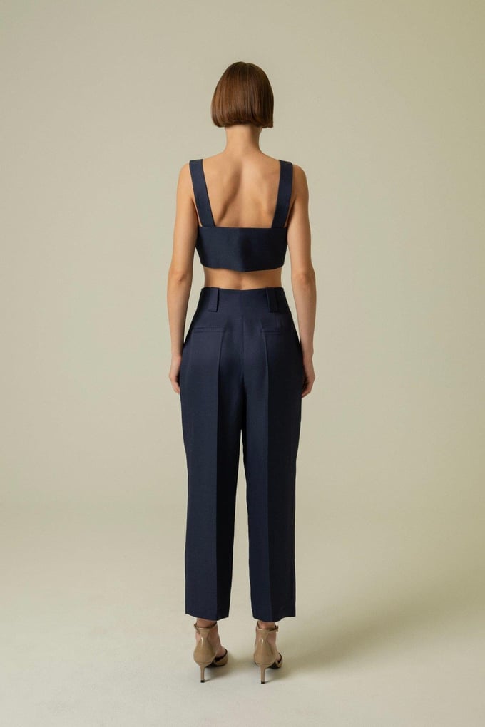 Carrot Leg Navy Blue Pants