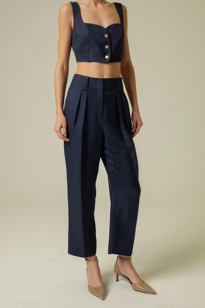 Carrot Leg Navy Blue Pants