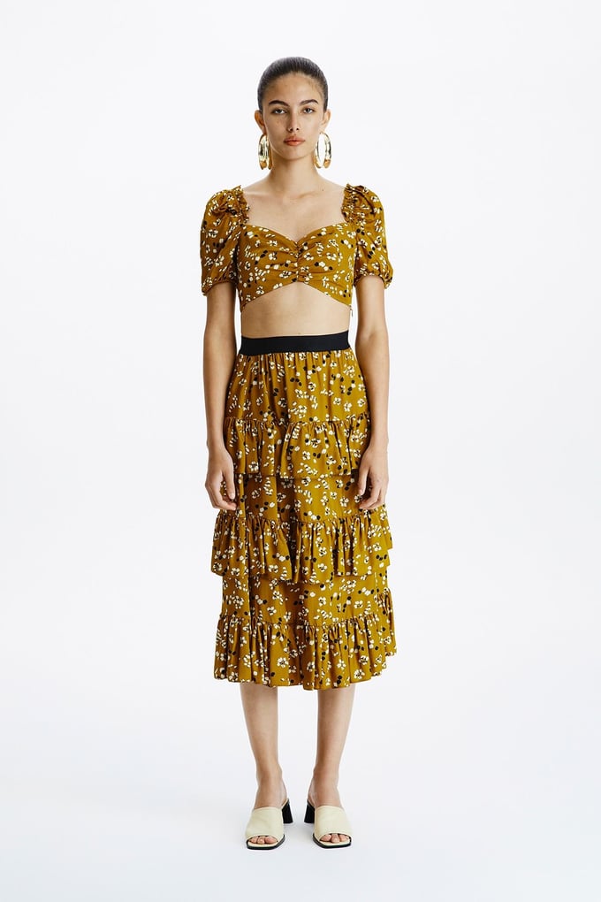 Printed Brown Crop Top