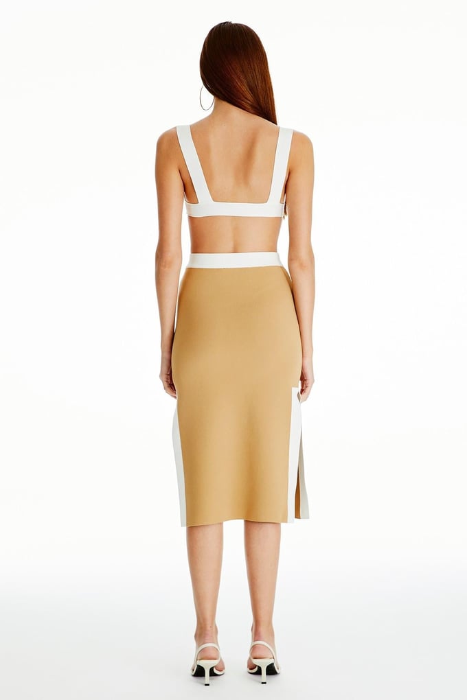 Contrast Knit Camel Bustier